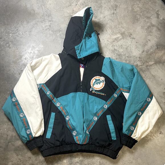 Vintage Pro Player Miami Dolphins NFL Men's Large Puffer Jacket - Picture 1 of 6